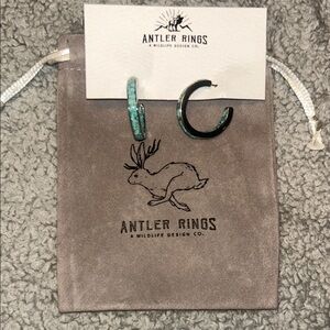 Antler Rings Turquoise Hoop Earrings Set